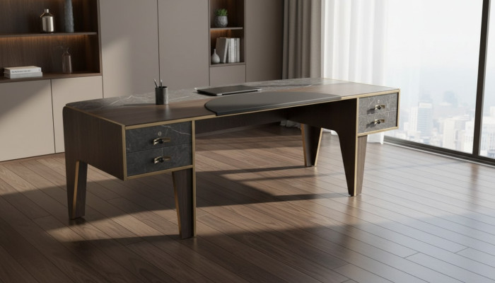 Bureau avec tiroirs Mobilier de chambre d'étude Table de luxe de bureau 220x95