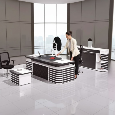 Mobilier de bureau blanc Mobilier de salle d'étude Ensemble complet de meubles de bureau Mobilier moderne