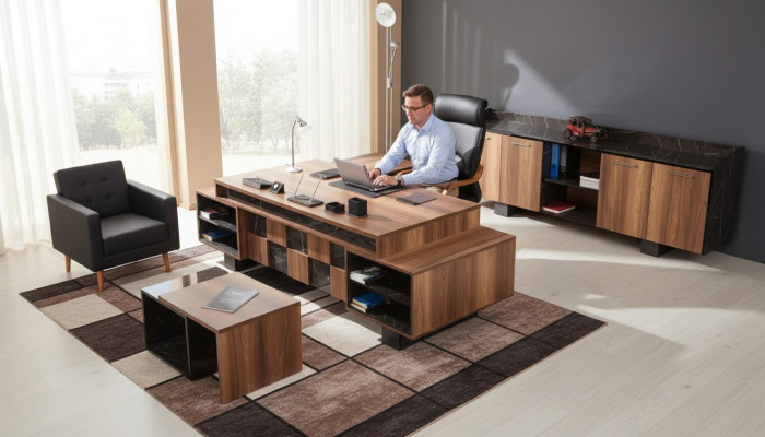 Set de meubles de bureau complet Bureau d'étude Bureau d'angle Armoire de bureau neufs
