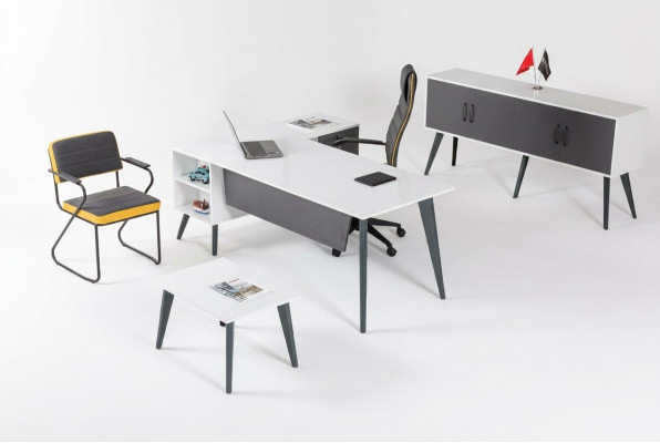 Bureau d'angle blanc Armoire de bureau Tables basses Meubles de bureau Ameublement