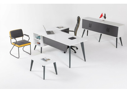 Bureau d'angle blanc Armoire de bureau Tables basses Meubles de bureau Ameublement