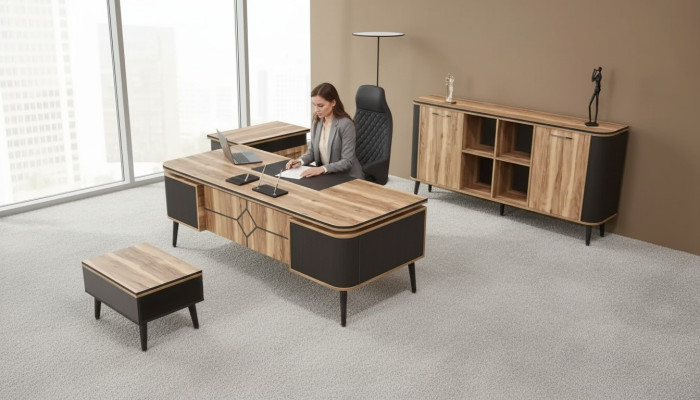 Bureau en bois Mobilier de bureau Table de bureau 220x90 Designer Furniture