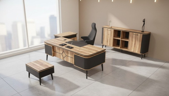 Bureau en bois Mobilier de bureau Table de bureau 220x90 Designer Furniture