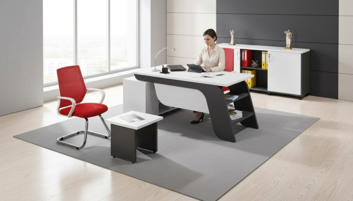 Ensemble de bureau blanc Bureau d'angle Mobilier de bureau Armoire Table basse 3 pièces neuves