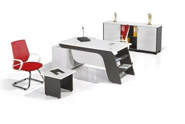 Ensemble de bureau blanc Bureau d'angle Mobilier de bureau Armoire Table basse 3 pièces neuves