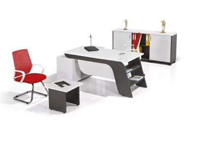 Ensemble de bureau blanc Bureau d'angle Mobilier de bureau Armoire Table basse 3 pièces neuves