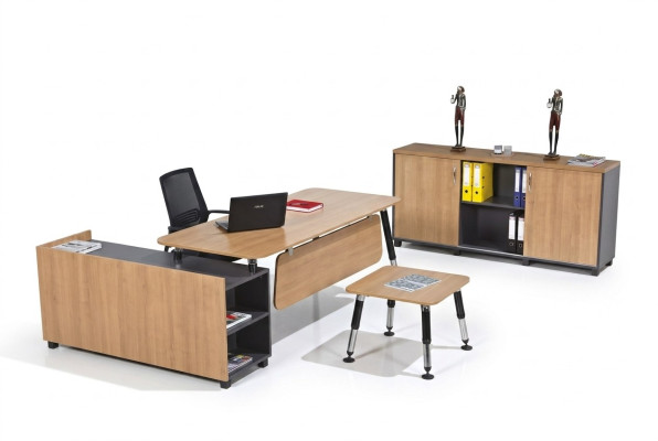 Table Meubles en bois Ensemble de bureau Meubles de salle d'étude Bureau d'angle Armoires 3 pièces