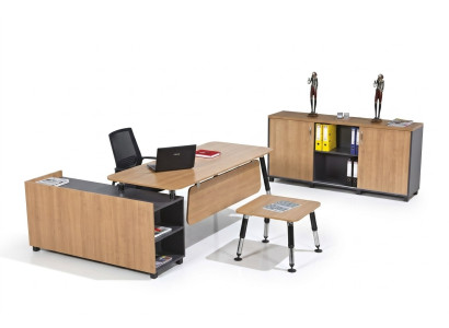 Table Meubles en bois Ensemble de bureau Meubles de salle d'étude Bureau d'angle Armoires 3 pièces