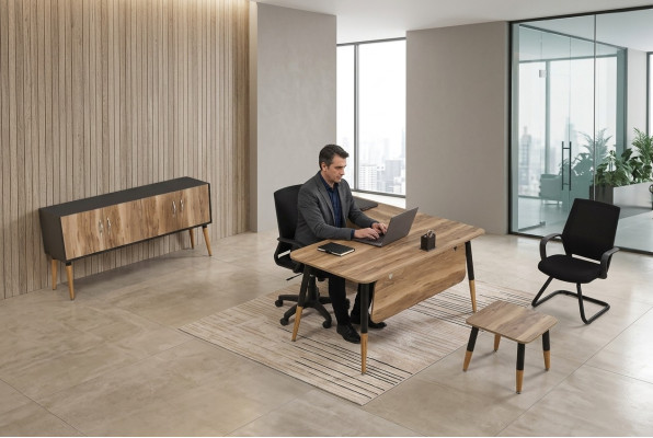 Meubles de bureau Ensemble de bureau Mobilier de bureau Table Suite Bureau d'angle 3 pièces