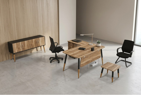 Meubles de bureau Ensemble de bureau Mobilier de bureau Table Suite Bureau d'angle 3 pièces