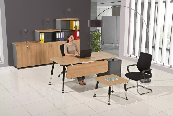 Meubles en bois Salle d'étude Bureau Armoire de classement Table basse Ensemble Table 3 pièces