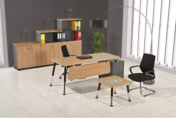 Meubles en bois Salle d'étude Bureau Armoire de classement Table basse Ensemble Table 3 pièces