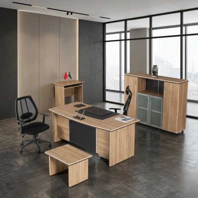 Mobilier de bureau de luxe Bureau Étagères Table d'appoint Classeur 4 pièces