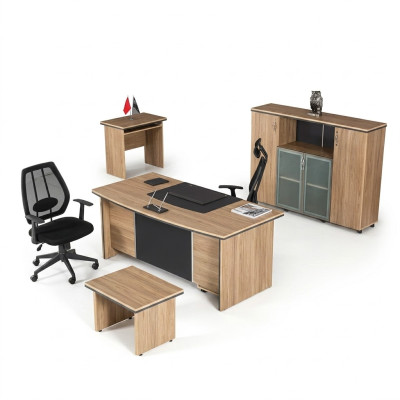 Mobilier de bureau de luxe Bureau Étagères Table d'appoint Classeur 4 pièces