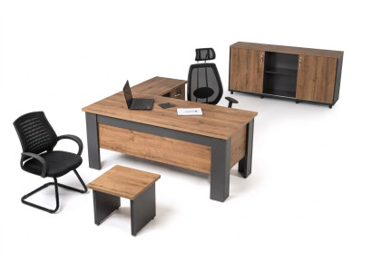 Ensemble de bureau brun complet Ensemble de salle d'étude Table Armoire Bureau d'angle