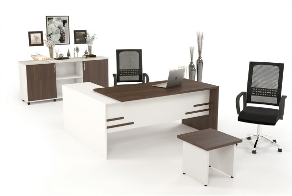 Ensemble de bureau blanc de luxe pour étude, mobilier complet pour la pièce, ensemble de 3 pièces.