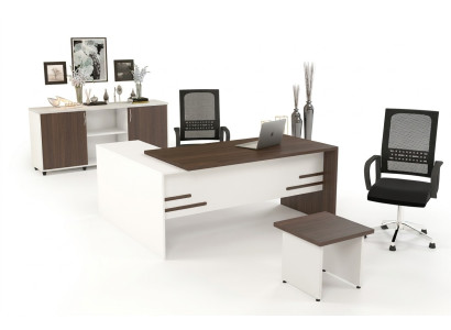 Ensemble de bureau blanc de luxe pour étude, mobilier complet pour la pièce, ensemble de 3 pièces.