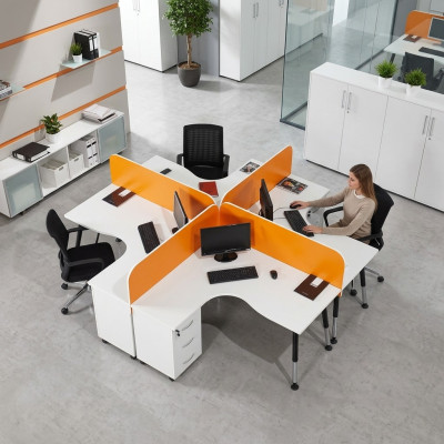Bureau de poste de travail d'équipe 4 personnes Table de comptoir Bureaux d'équipe
