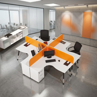 Bureau de poste de travail d'équipe 4 personnes Table de comptoir Bureaux d'équipe