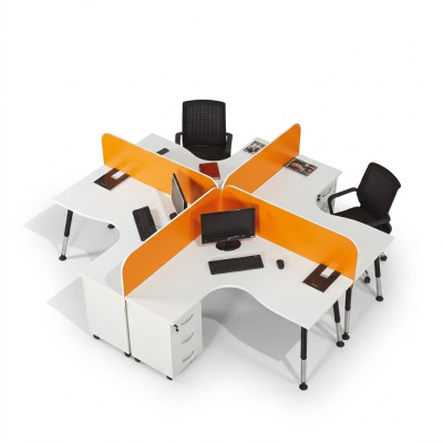 Bureau de poste de travail d'équipe 4 personnes Table de comptoir Bureaux d'équipe