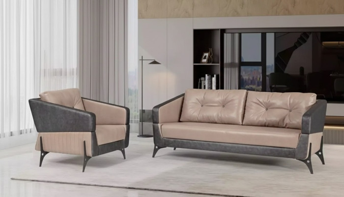 Ensemble de canapé de luxe canapé beige fauteuil de salle d'étude trois places 3+1 places