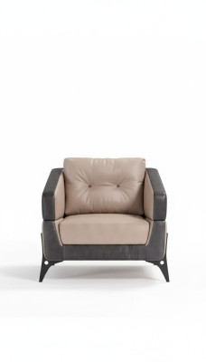 Fauteuil beige Chambre d'étude Mobilier en textile Siège de luxe Fauteuil rembourré Accoudoirs-Retravers.