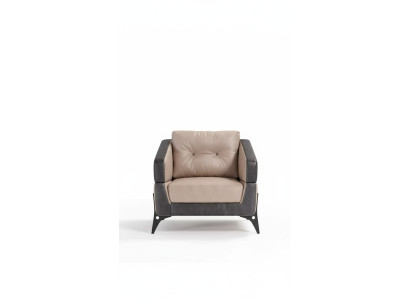 Fauteuil beige Chambre d'étude Mobilier en textile Siège de luxe Fauteuil rembourré Accoudoirs-Retravers.