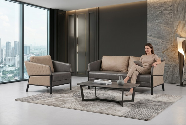 Canapé gris 2 places Canapé moderne Mobilier de bureau Canapé rembourré Designer