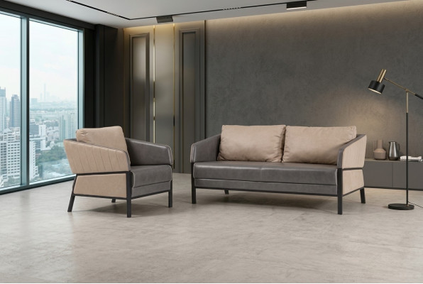 Canapé gris 2 places Canapé moderne Mobilier de bureau Canapé rembourré Designer