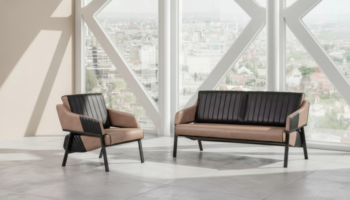 Ensemble canapé beige de designer Deux places Fauteuil Canapé Suite Rembourrage 2+1