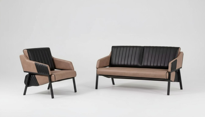 Ensemble canapé beige de designer Deux places Fauteuil Canapé Suite Rembourrage 2+1