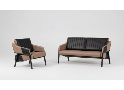 Ensemble canapé beige de designer Deux places Fauteuil Canapé Suite Rembourrage 2+1
