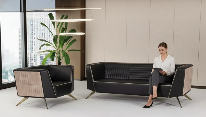 Mobilier de bureau Ensemble de canapé 3+1 Fauteuil Trois places Fauteuil de bureau Mobilier de salle d'étude Ameublement