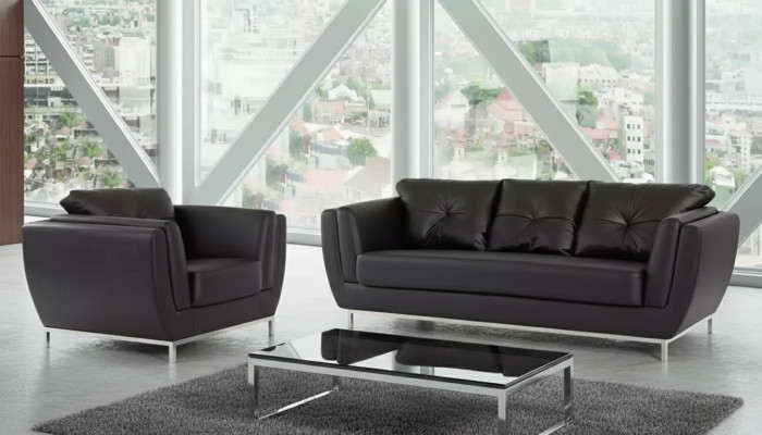 Ensemble de canapé de luxe 3+1 avec fauteuil trois places, fauteuil simple en suite moderne.