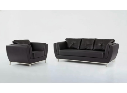 Ensemble de canapé de luxe 3+1 avec fauteuil trois places, fauteuil simple en suite moderne.