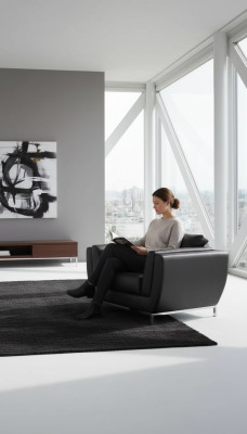 Fauteuil noir Salle d'étude Mobilier de bureau Luxe Tissu d'ameublement neuf