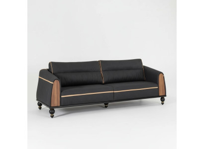 Canapé designer noir Style de mobilier de salle d'étude Canapé moderne trois places