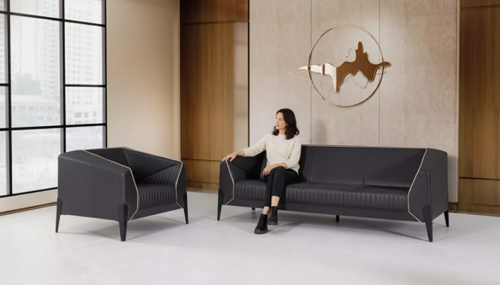 Mobilier de bureau noir Ensemble de canapé Fauteuil trois places Ensemble de mobilier complet