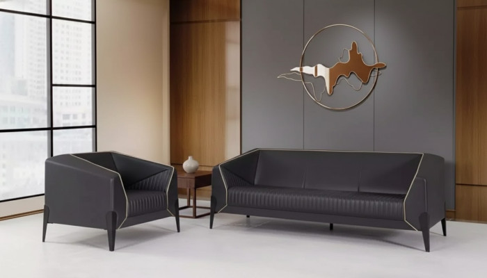 Mobilier de bureau noir Ensemble de canapé Fauteuil trois places Ensemble de mobilier complet