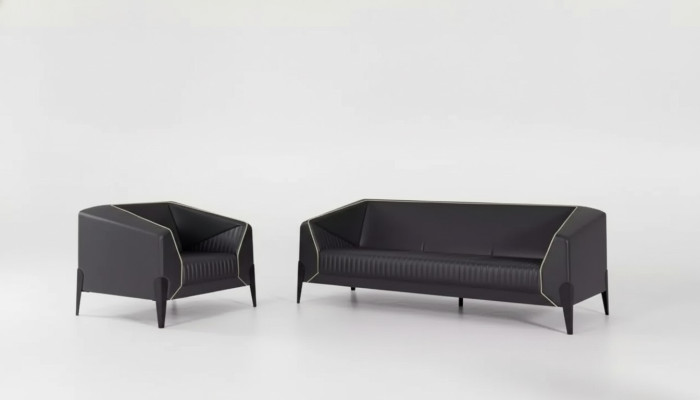 Mobilier de bureau noir Ensemble de canapé Fauteuil trois places Ensemble de mobilier complet