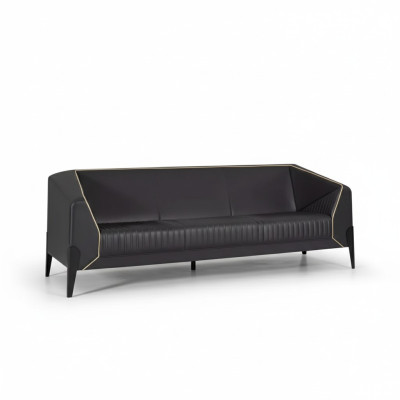 Canapé en cuir noir Mobilier de bureau Salon Nouveau canapé Canapés rembourrés de luxe
