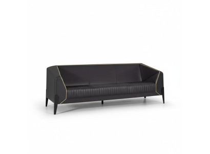 Canapé en cuir noir Mobilier de bureau Salon Nouveau canapé Canapés rembourrés de luxe