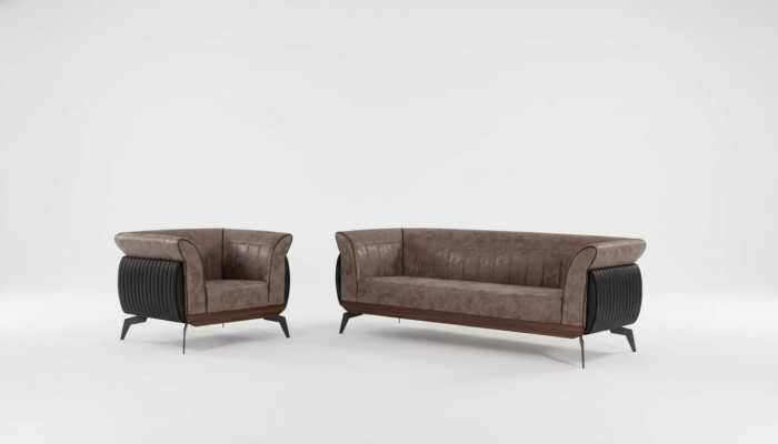 Ensemble de canapé brun trois places fauteuil mobilier de salle d'étude ensemble de canapé 2 pièces