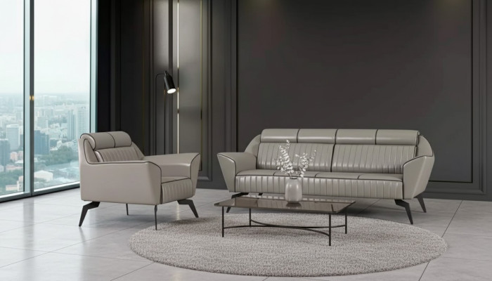 Sofa en cuir Ensemble de trois places Fauteuil Rembourrage Meubles Imitation cuir Canapés 3+1
