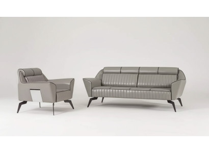 Sofa en cuir Ensemble de trois places Fauteuil Rembourrage Meubles Imitation cuir Canapés 3+1