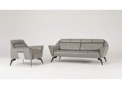 Sofa en cuir Ensemble de trois places Fauteuil Rembourrage Meubles Imitation cuir Canapés 3+1