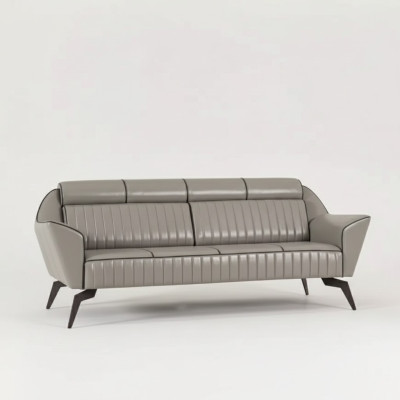 Cuir gris Trois places Meubles de salle d'étude Mobilier en bois de designer de luxe