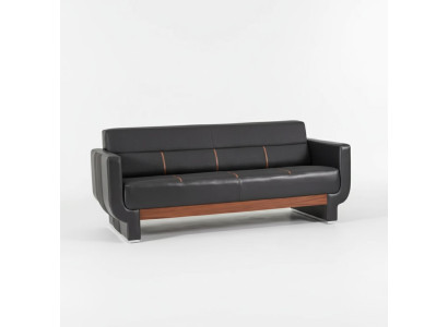Canapé moderne trois places noir Meuble en cuir Ameublement de bureau Rembourrage