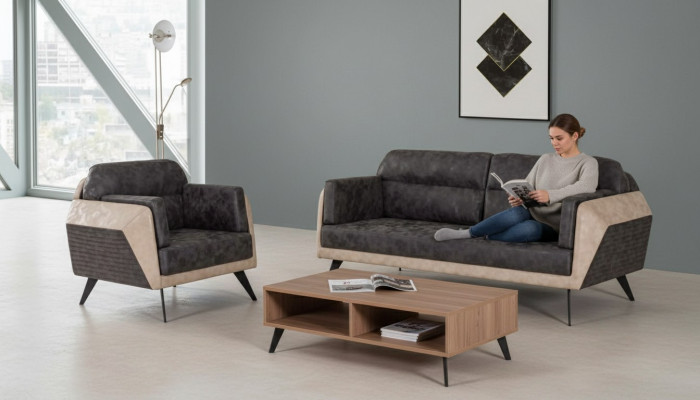 Ensemble de canapé moderne, canapé trois places, fauteuil, mobilier en tissu, nouveau design d'ensemble 3+1