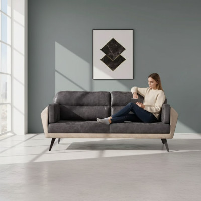 Luxueux canapé trois places de luxe gris pour la salle d'étude canapé moderne pour le mobilier de bureau